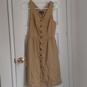 Light Brown Button Down Sleeveless Dress